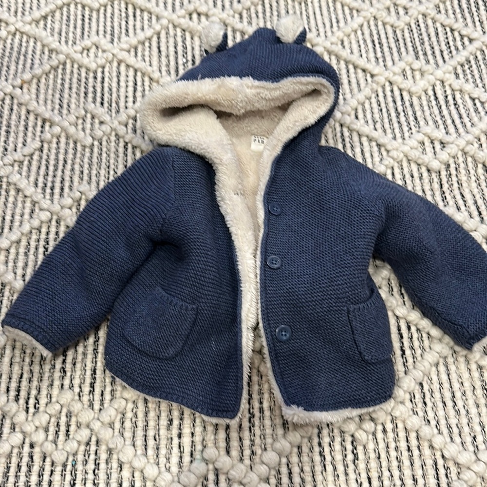 Baby Gap Blue Knit and Lined jacket Toddler (size: 6-12 mos)